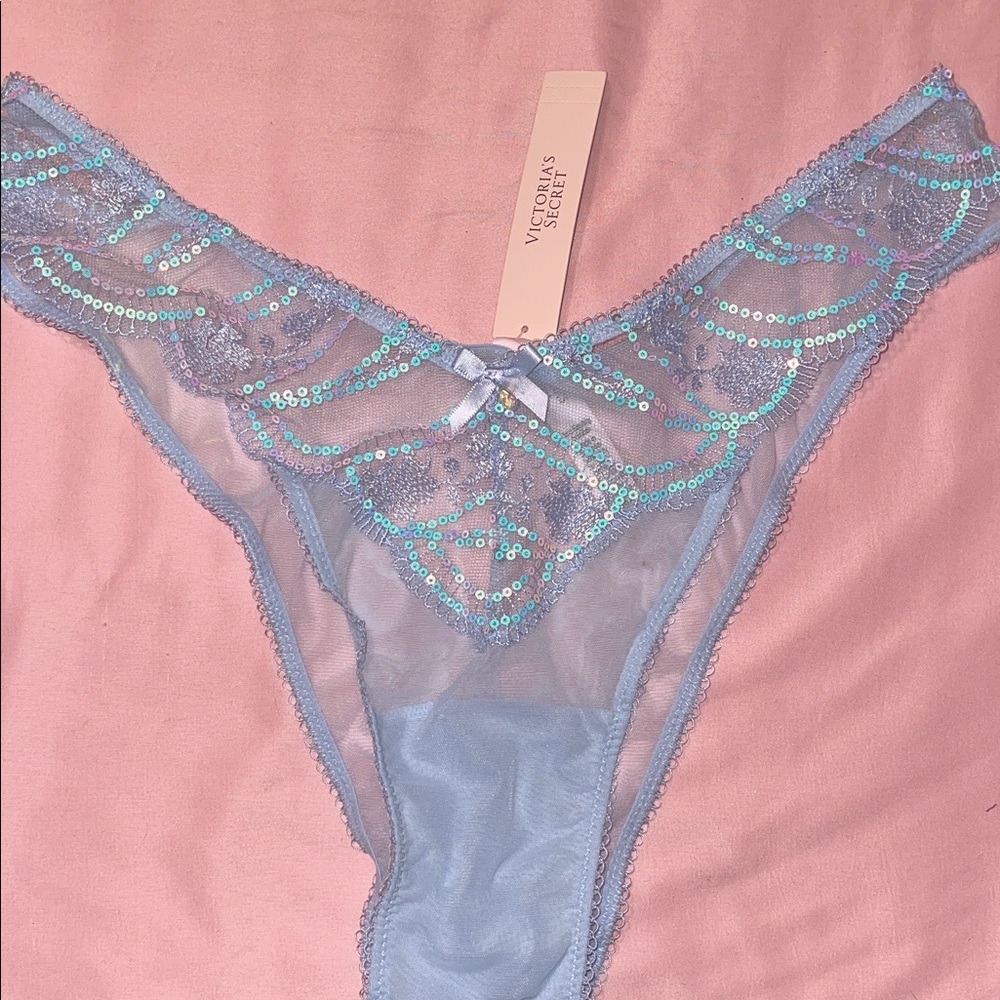 Victoria's Secret Light Blue Sequin Brazilian Panty